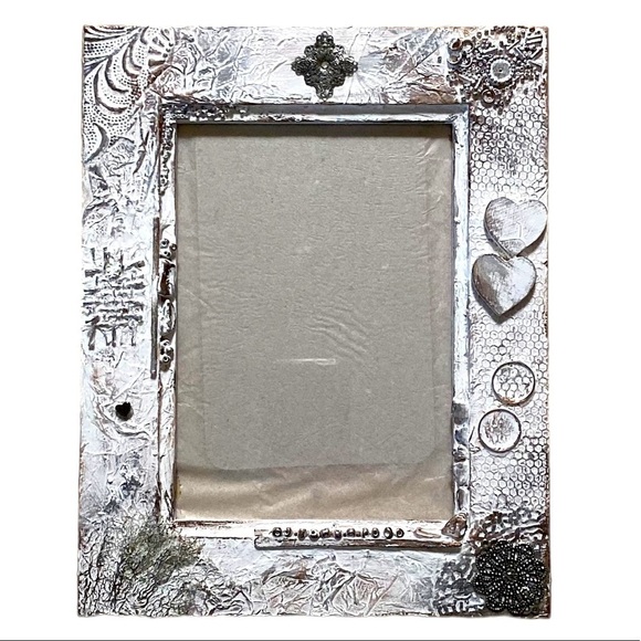 NEW Hand Decorated & Painted 5 x 7” Wooden Frame. One Of A Kind. - Picture 1 of 12